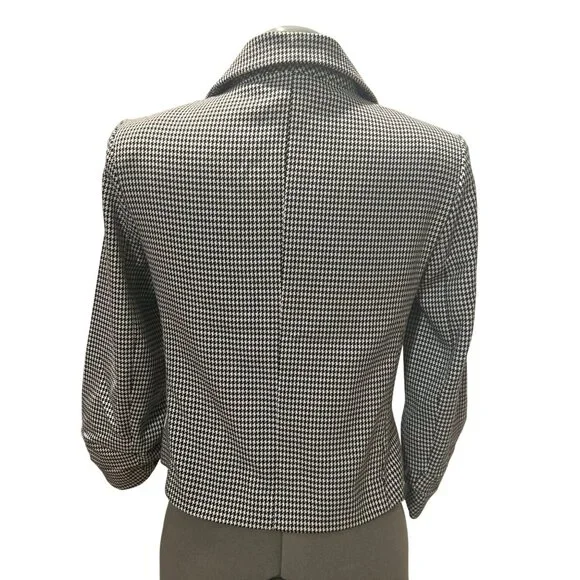 Rachel Zoe Houndstooth Black & White Womens Open Front Blazer Jacket Size S - Picture 3 of 7